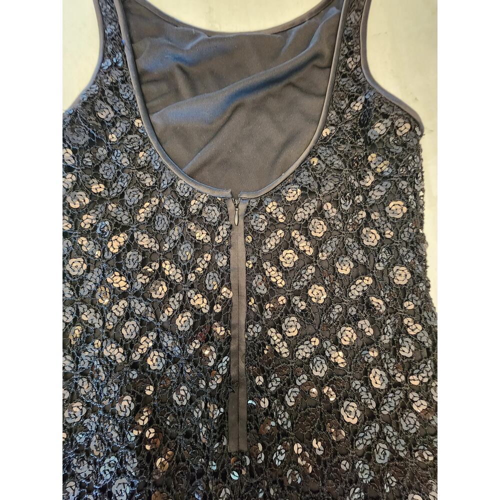 Maggy London Women's Black Sequin Sleeveless Dress SZ 4 Cocktail - Picture 3 of 7